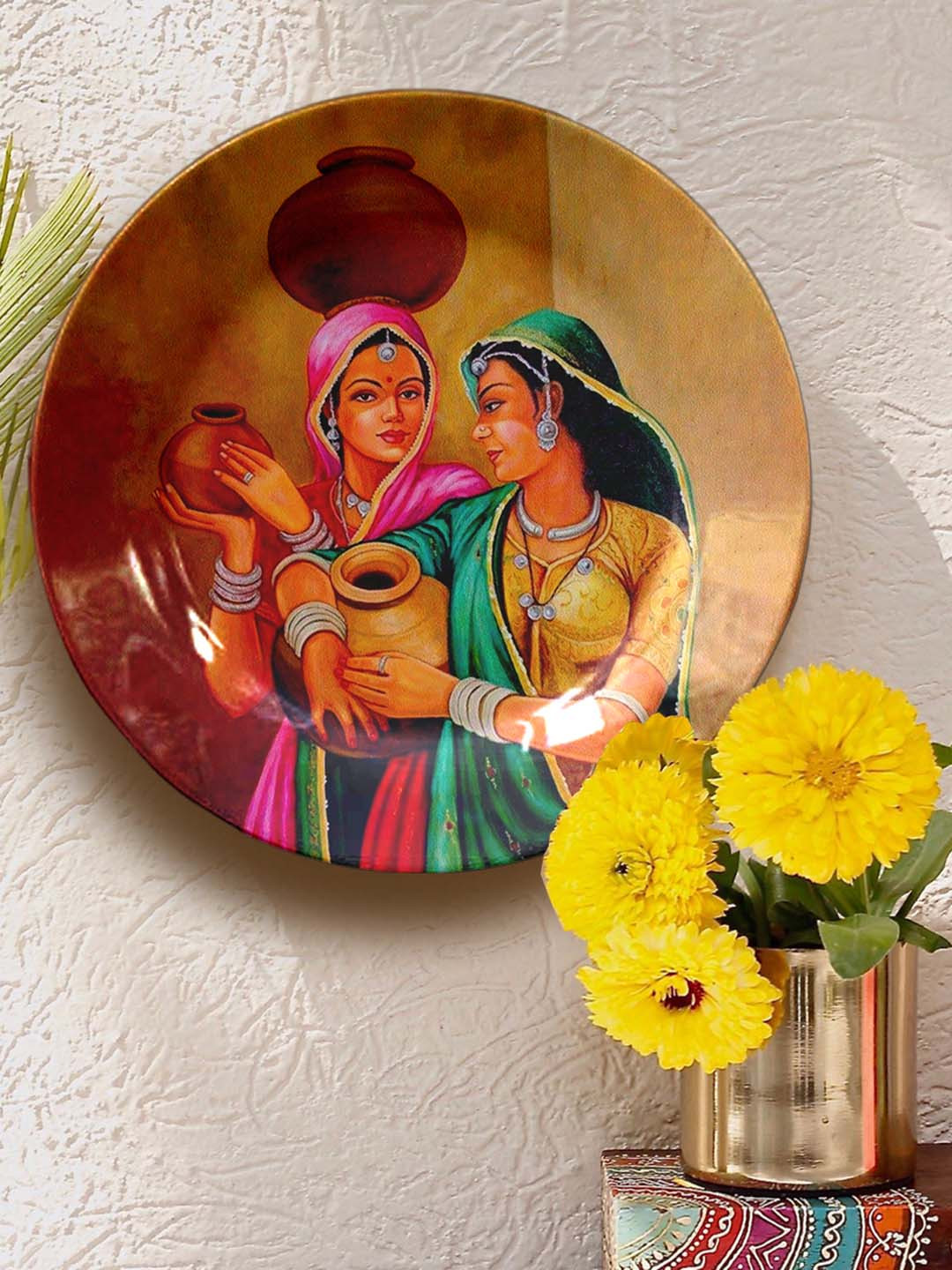 

JIKRAA Beige & Brown Ceramic Wall Plate Decor