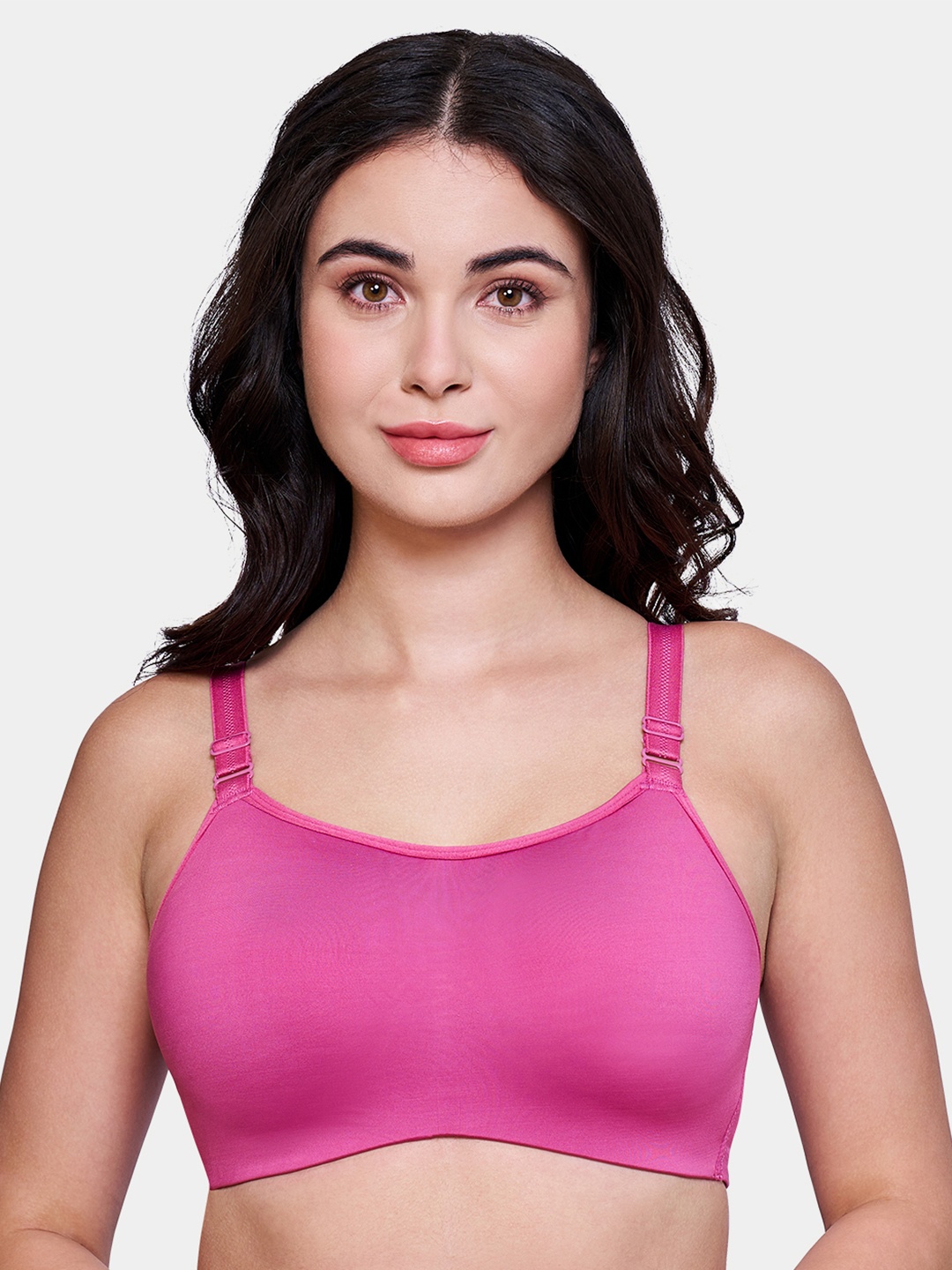 

Trylo AdvanceFit Padded Non-Wired Super Stretch Lycra Fabric Seamless Everyday Bra, Pink
