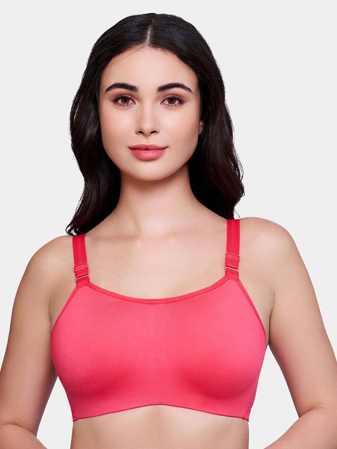 

Trylo AdvanceFit Padded Non-Wired Super Stretch Lycra Fabric Seamless Everyday Bra, Coral