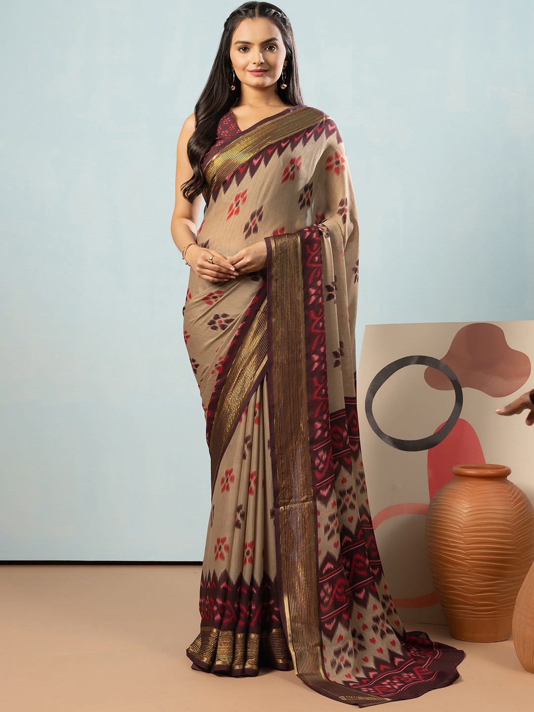 

RACHNA Floral Ready to Wear Saree, Purple