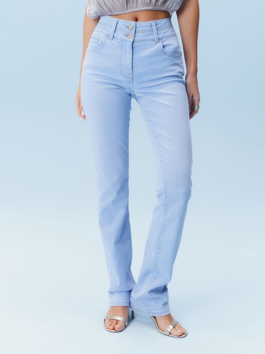 

NEXT Women Bootcut High-Rise Light Fade Stretchable Jeans, Blue