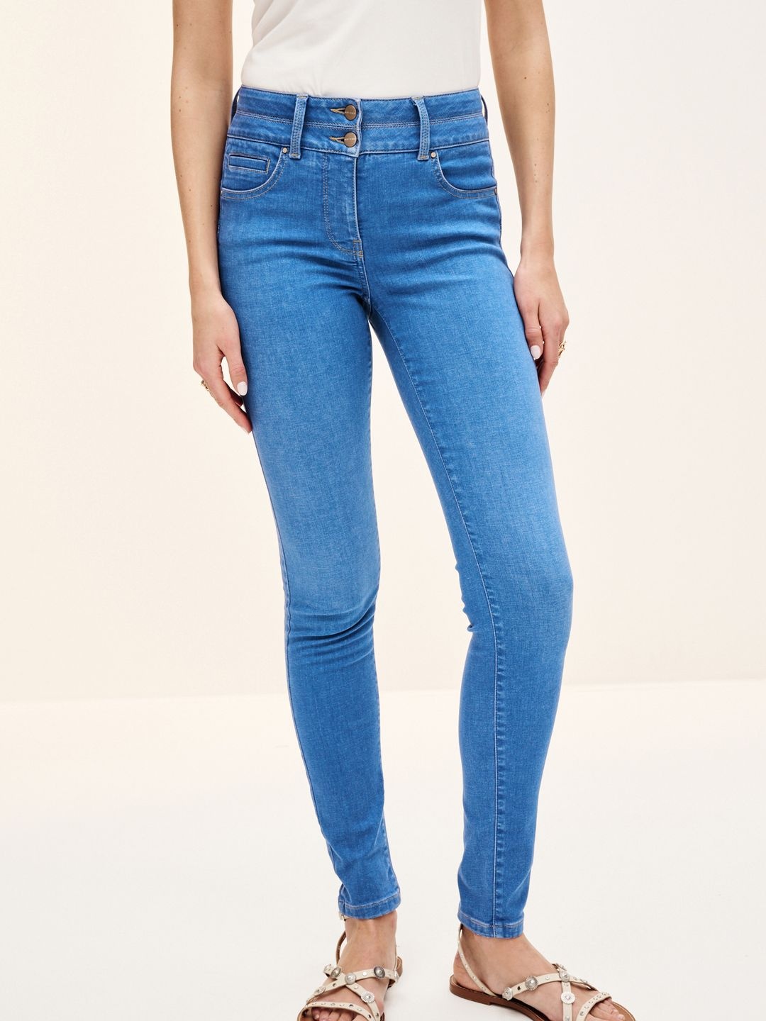 NEXT Women Skinny Fit High-Rise Light Fade Stretchable Jeans, Blue