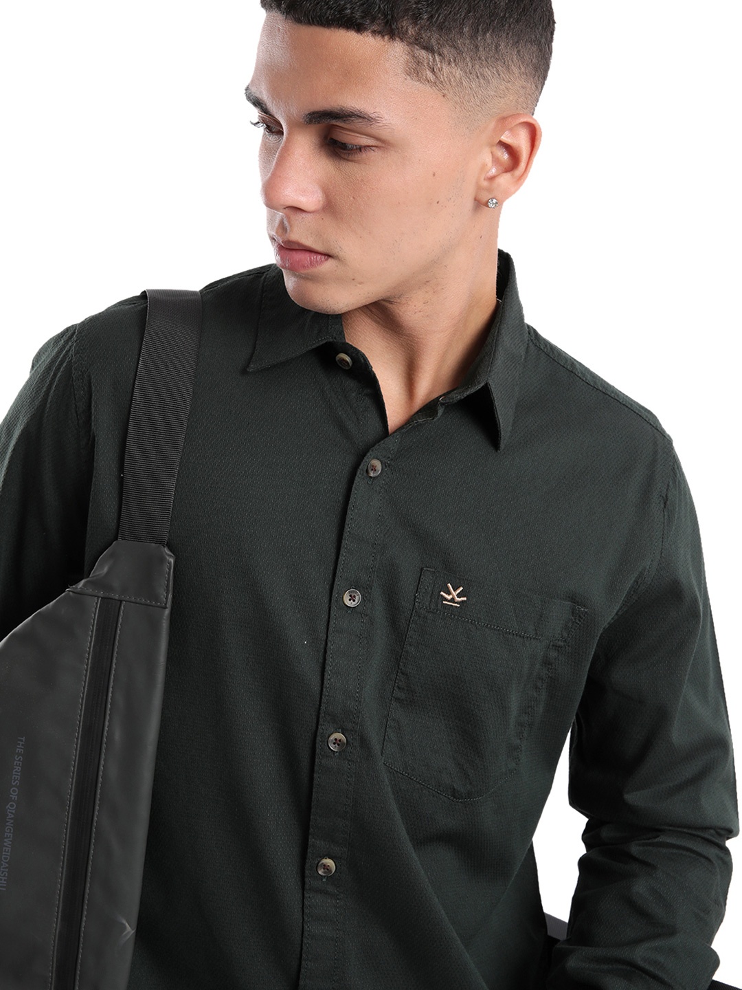 

WROGN Men Comfort Opaque Casual Shirt, Green