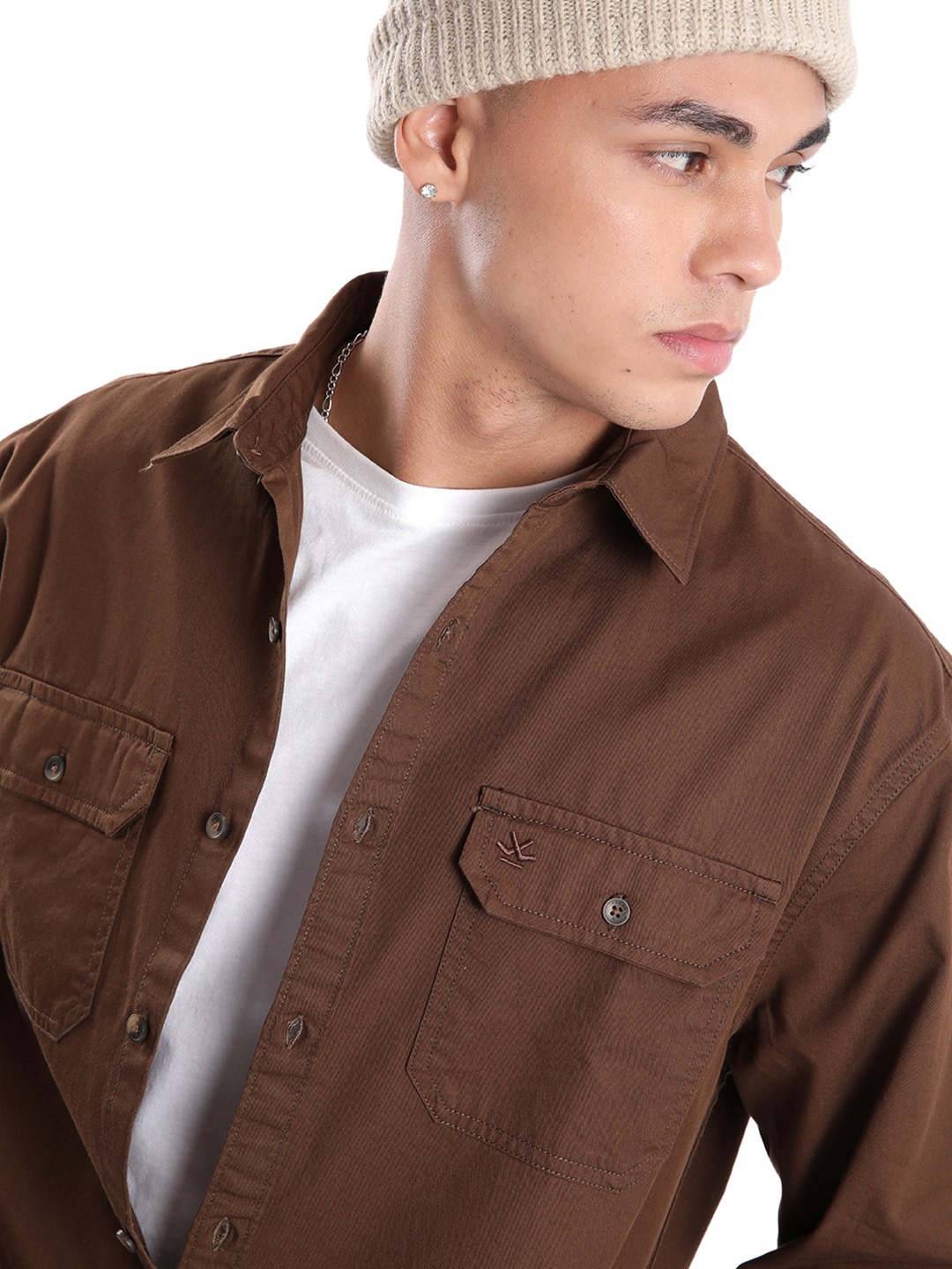 

WROGN Men Comfort Opaque Casual Shirt, Brown