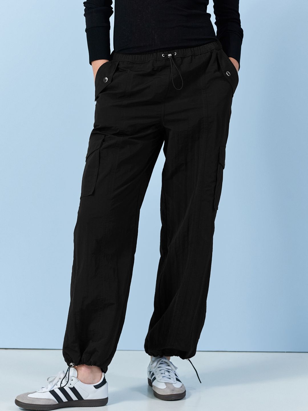 

NEXT Women Parachute Cargo Trousers, Black