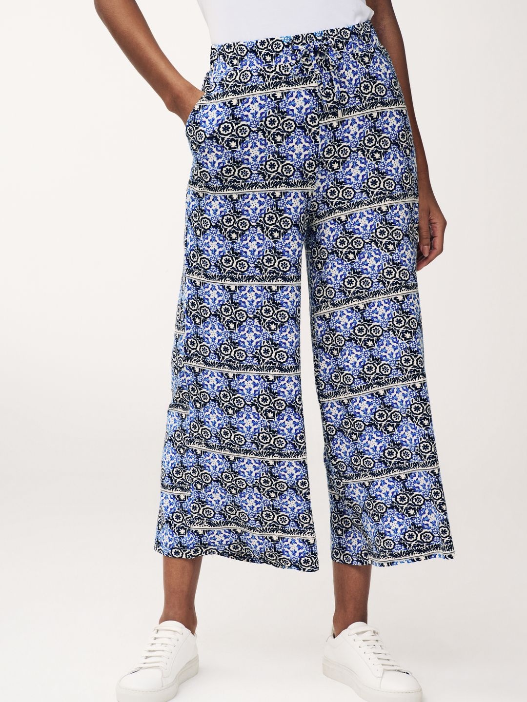 

NEXT Women Floral Printed Wide Leg Trousers, Blue