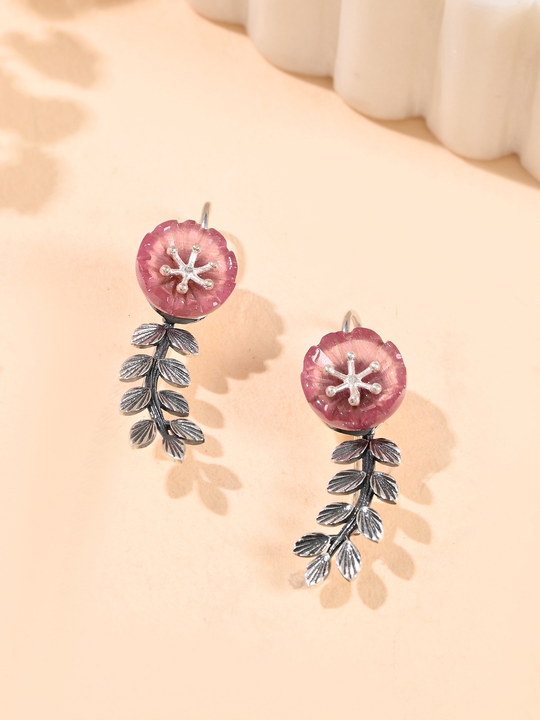 

Studio Voylla 925 Sterling Silver Rhodium-Plated Floral Ear Cuff Earrings