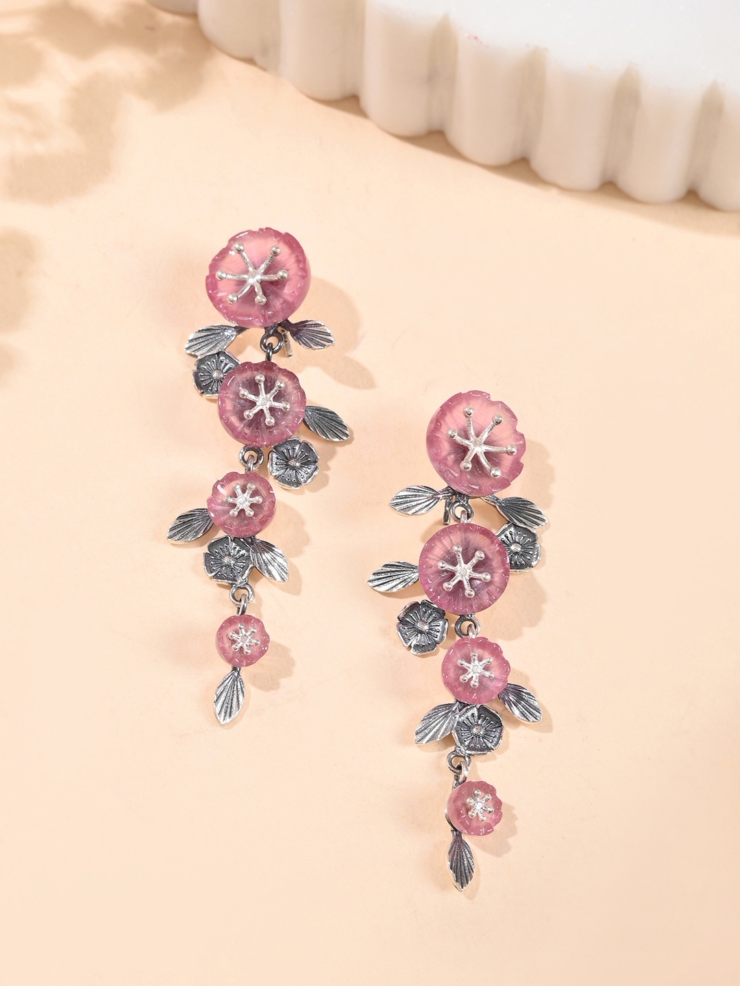 

Studio Voylla 925 Sterling Silver Rhodium-Plated Floral Ear Cuff Earrings