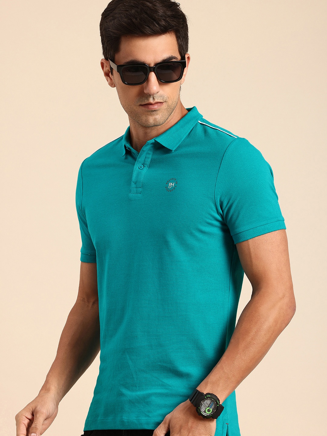 

Being Human Polo Collar Pure Cotton T-shirt, Teal