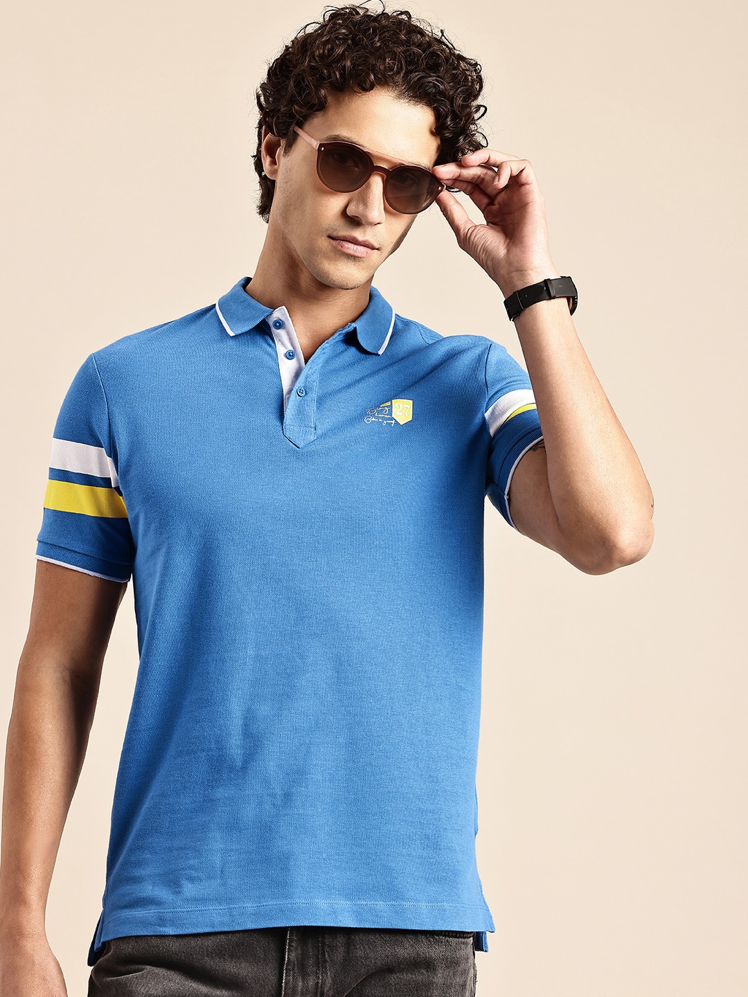 

Being Human Polo Collar Pure Cotton T-shirt, Blue