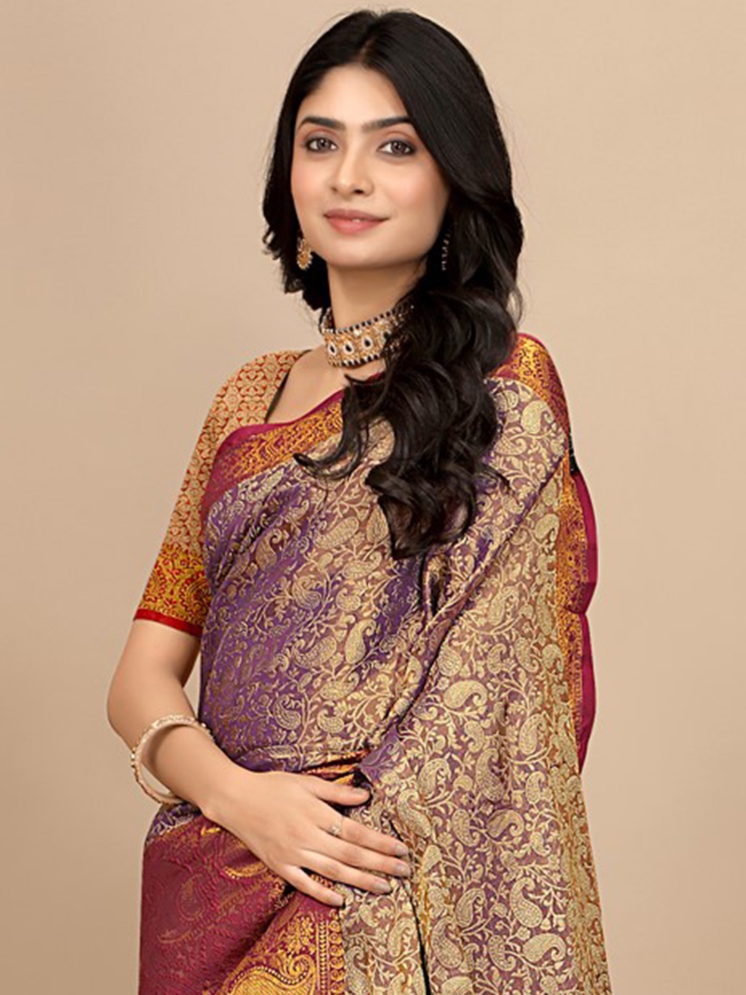 

Pionex Woven Design Zari Pure Silk Saree, Blue