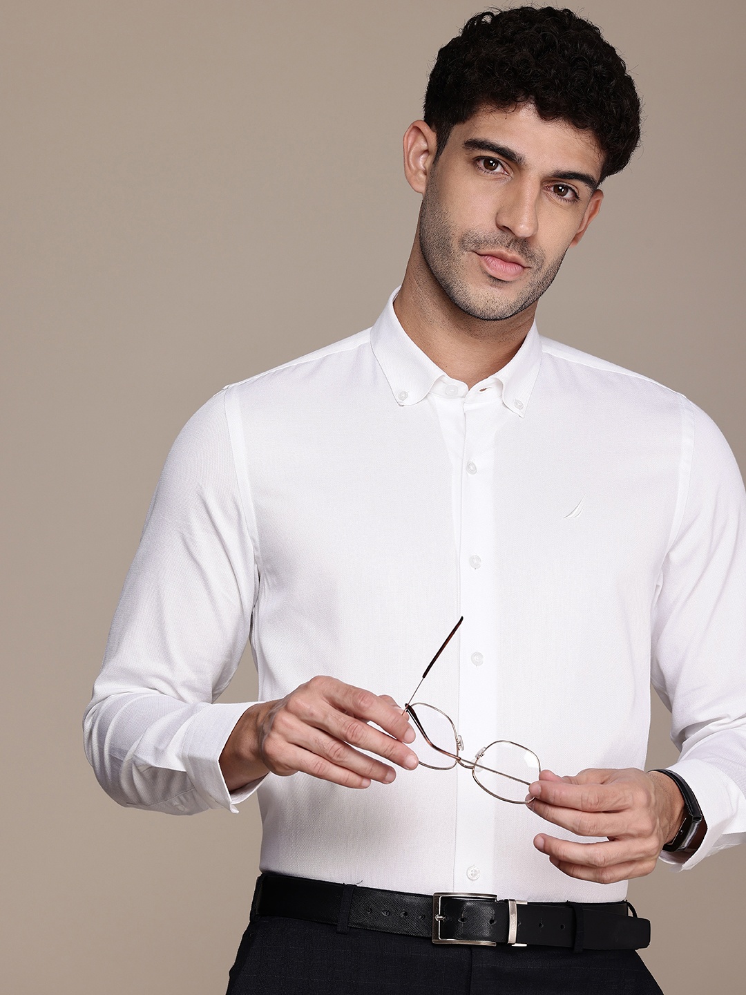 

Nautica Pure Cotton Classic Slim Fit Opaque Formal Shirt, White