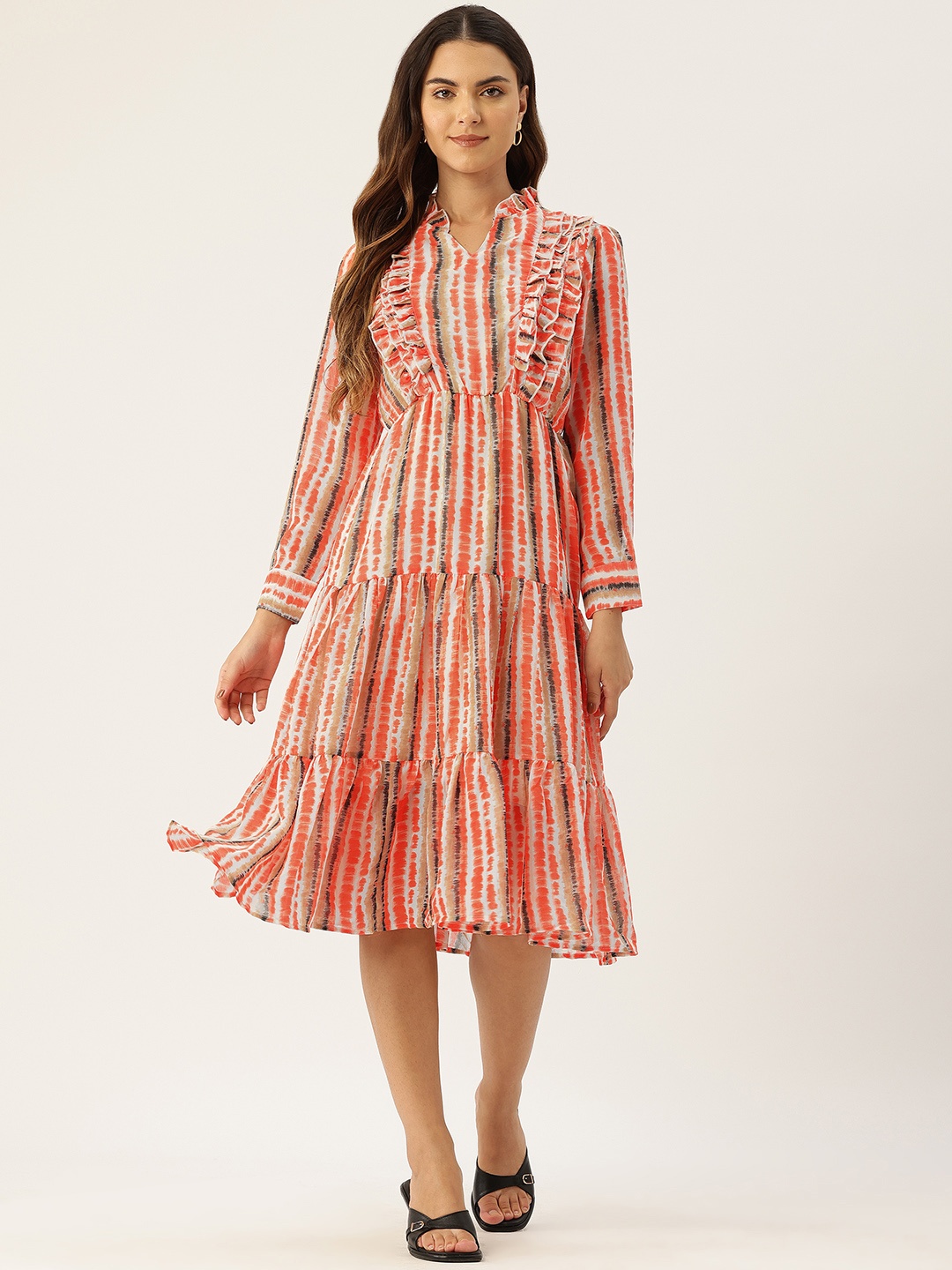 

Rue Collection Printed Ruffled Fit & Flare Midi Dress, Multi