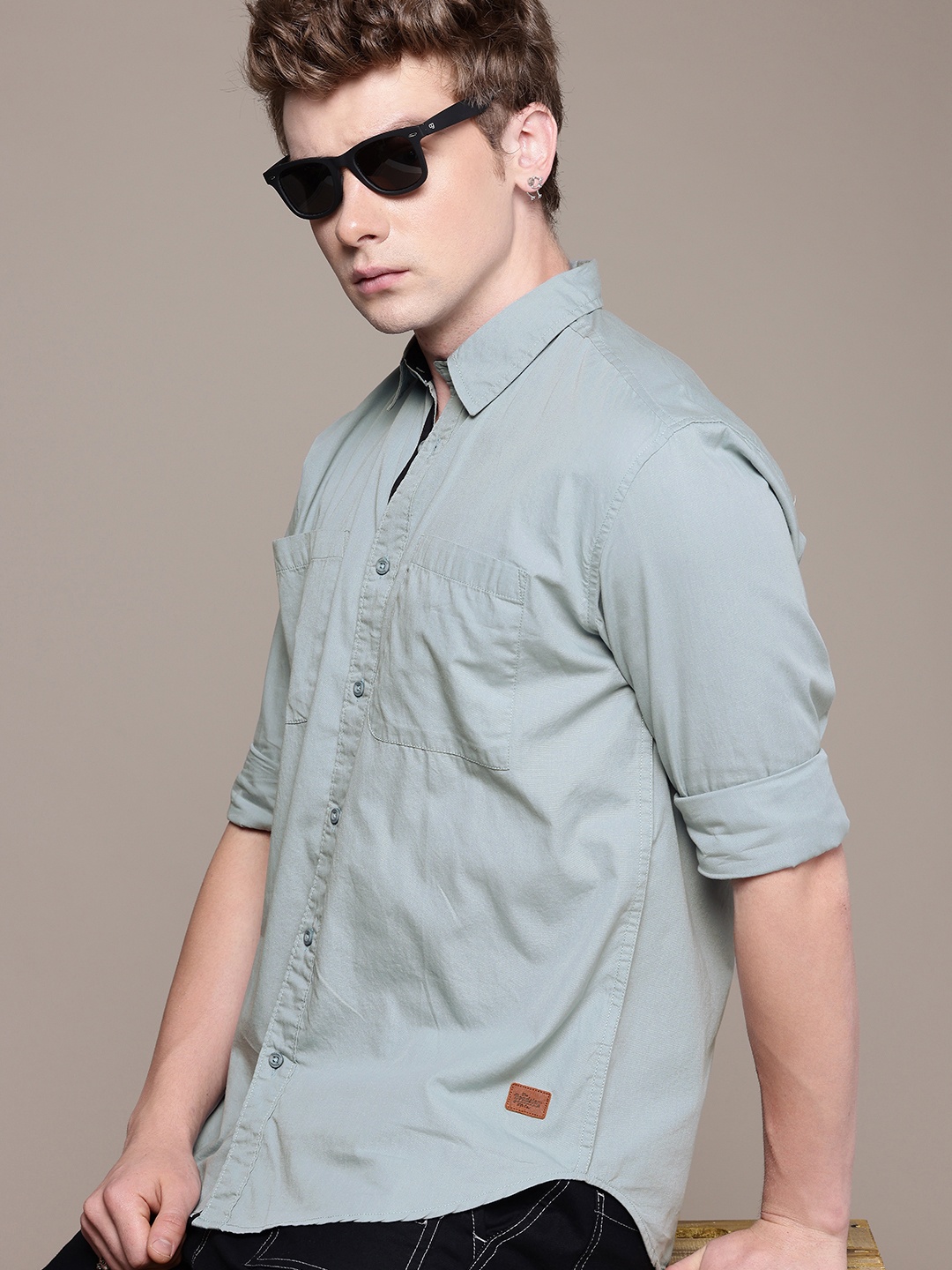 

The Roadster Life Co. Pure Cotton Drop-Shoulder Sleeves Relaxed Fit Casual Shirt, Blue