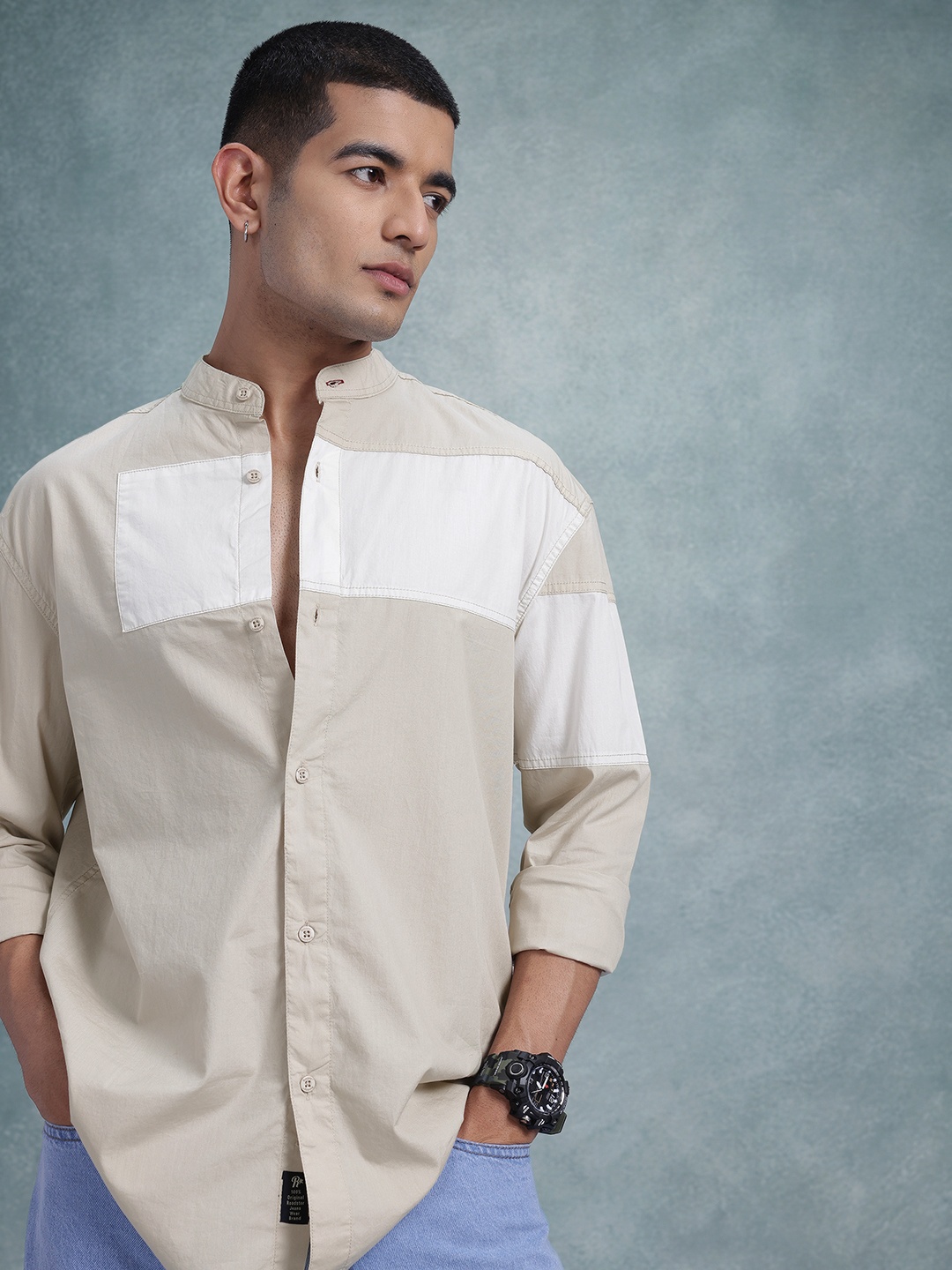

The Roadster Life Co. Men Pure Cotton Casual Shirt, Beige