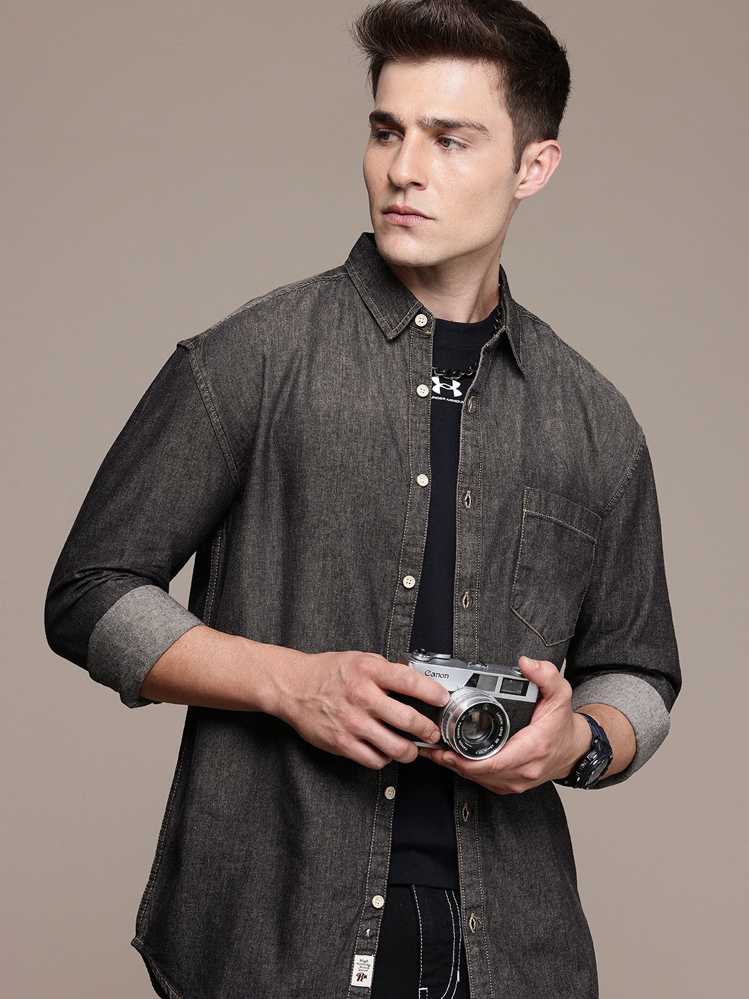 

The Roadster Life Co. Opaque Pure Cotton Casual Shirt, Charcoal