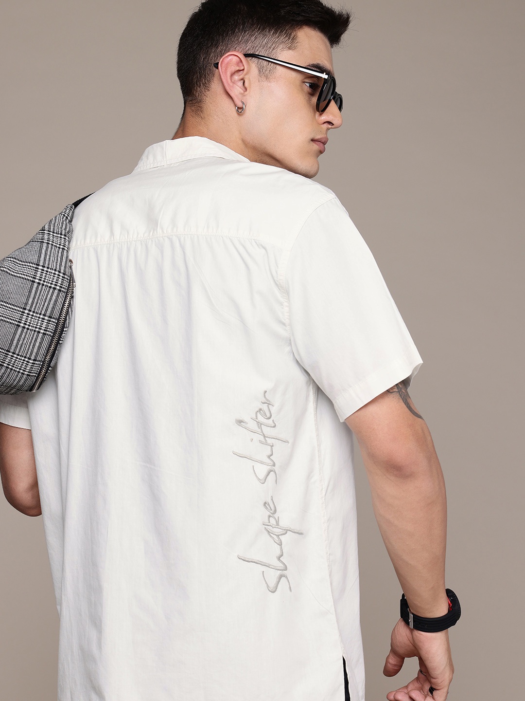

The Roadster Life Co. Pure Cotton Embroidered Detailed Relaxed Casual Shirt, White