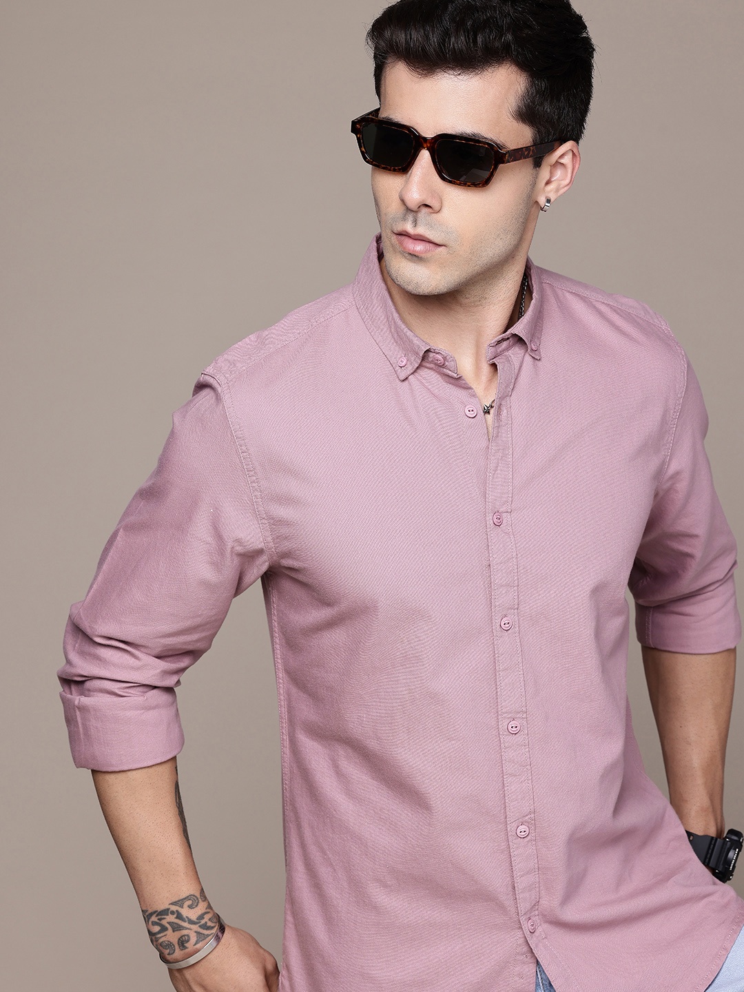 

The Roadster Life Co. Pure Cotton Opaque Checked Casual Shirt, Pink