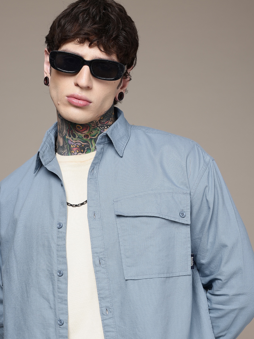 

The Roadster Life Co. Pure Cotton Relaxed Fit Casual Shirt, Blue