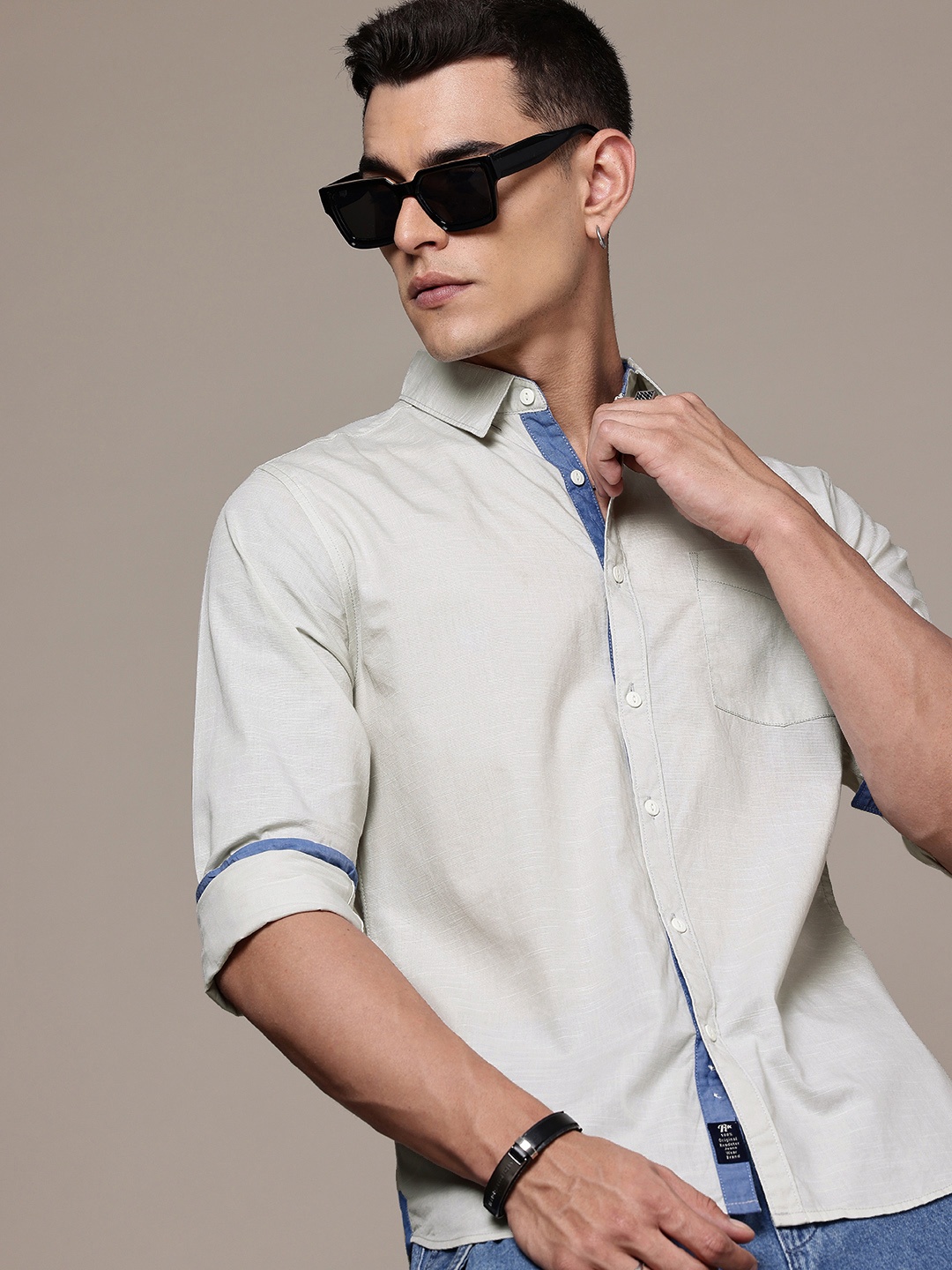 

The Roadster Life Co. Pure Cotton Casual Shirt, Grey