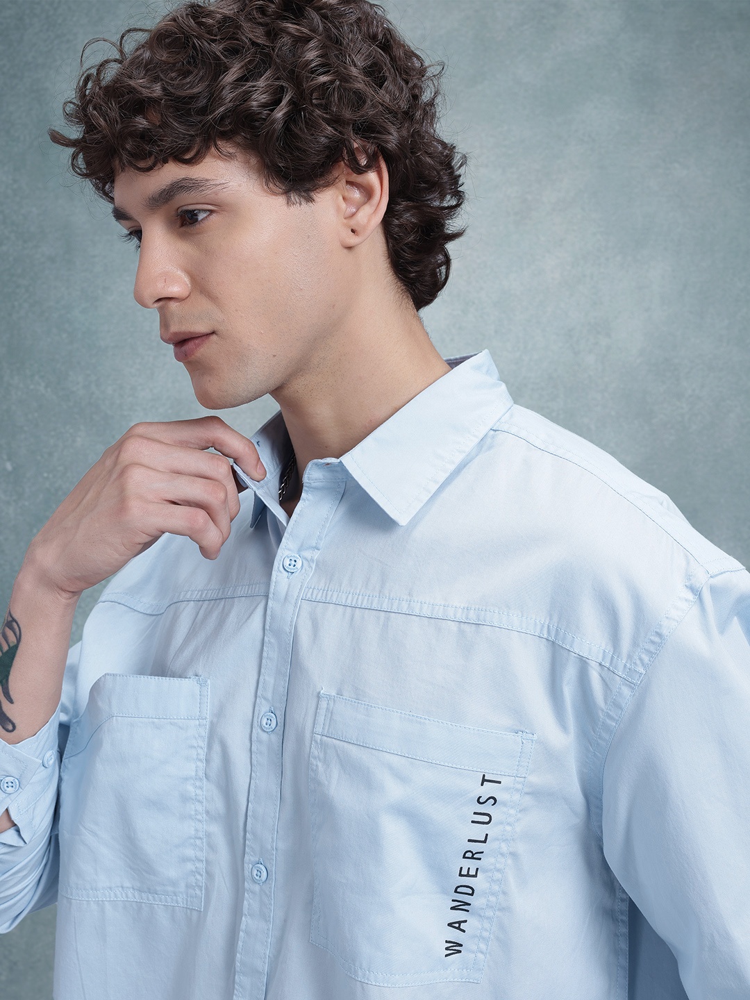 

The Roadster Life Co. Men Pure Cotton Relaxed Fit Casual Shirt, Blue