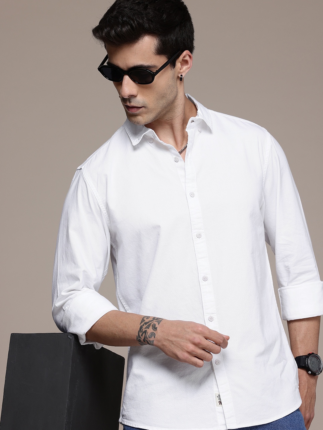 

The Roadster Life Co. Pure Cotton Casual Shirt, White