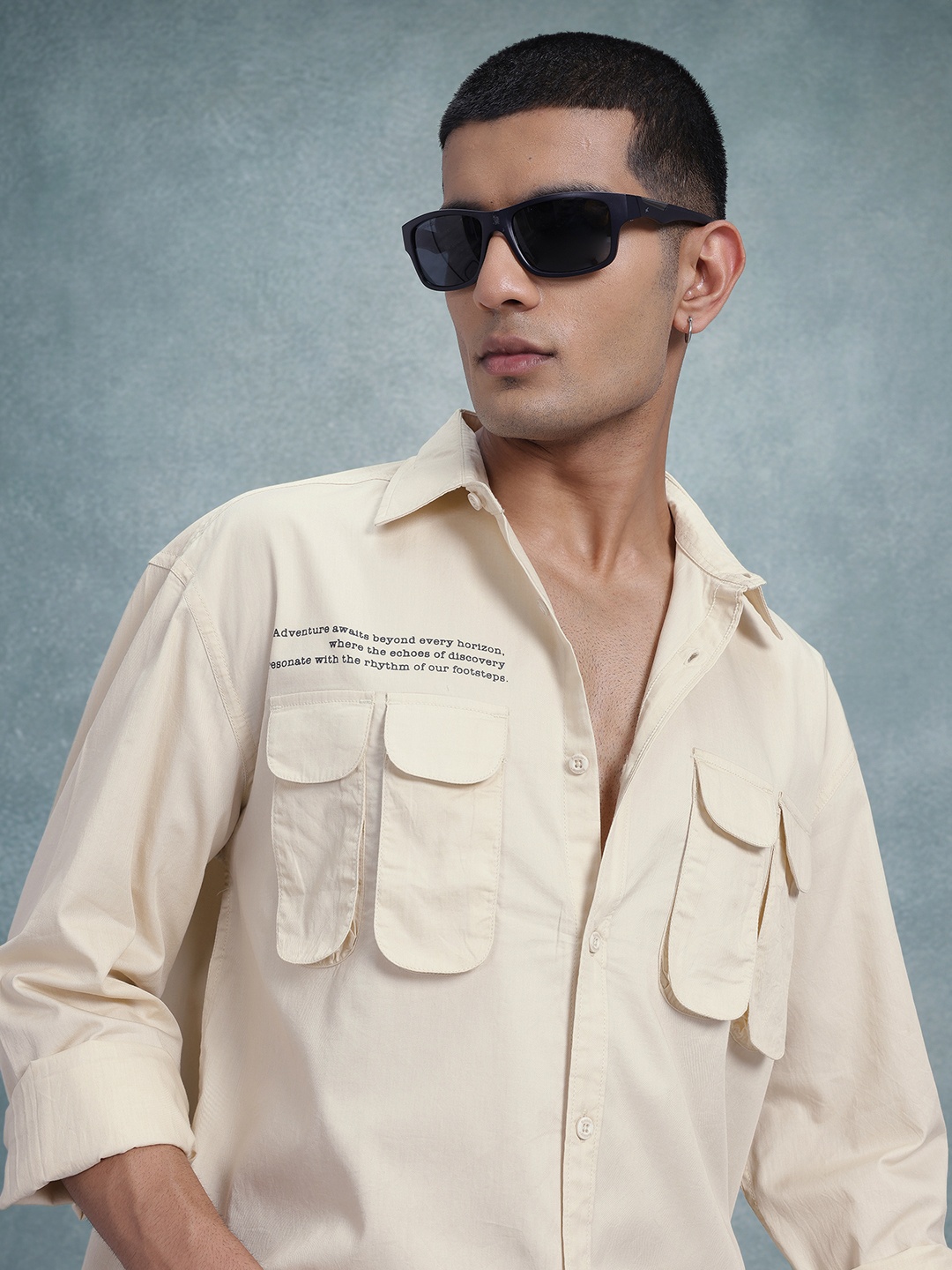 

The Roadster Life Co. Relaxed Fit Pure Cotton Opaque Casual Shirt, Beige