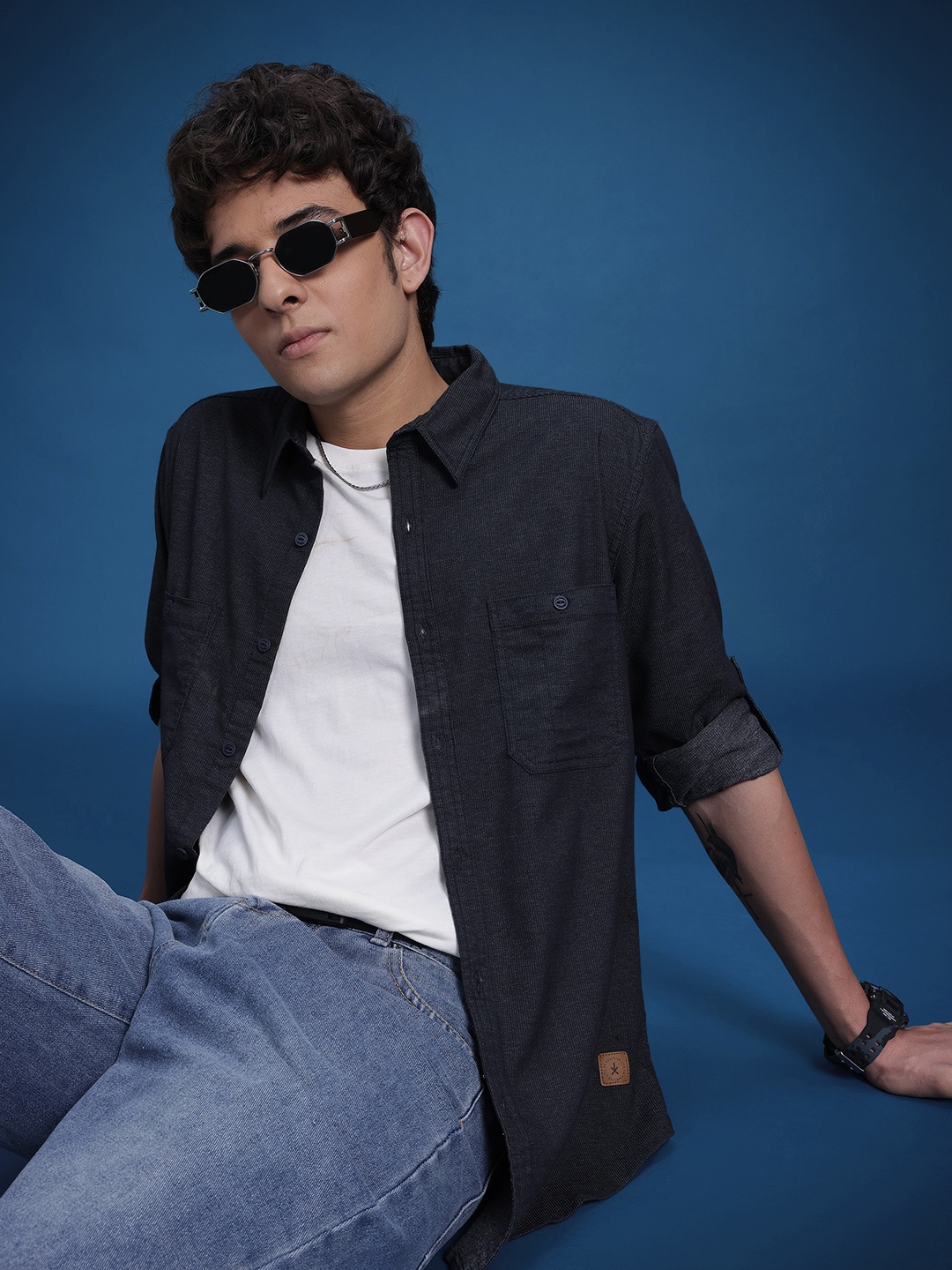 

The Roadster Life Co. Regular Fit Opaque Casual Shirt, Charcoal