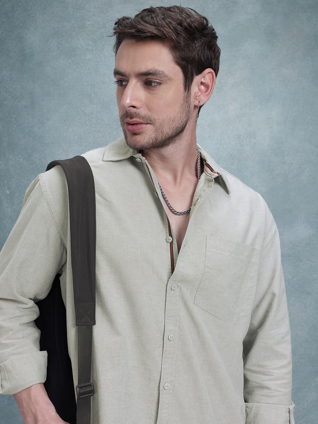 

The Roadster Life Co. Drop-Shoulder Sleeves Relaxed Fit Casual Shirt, Green