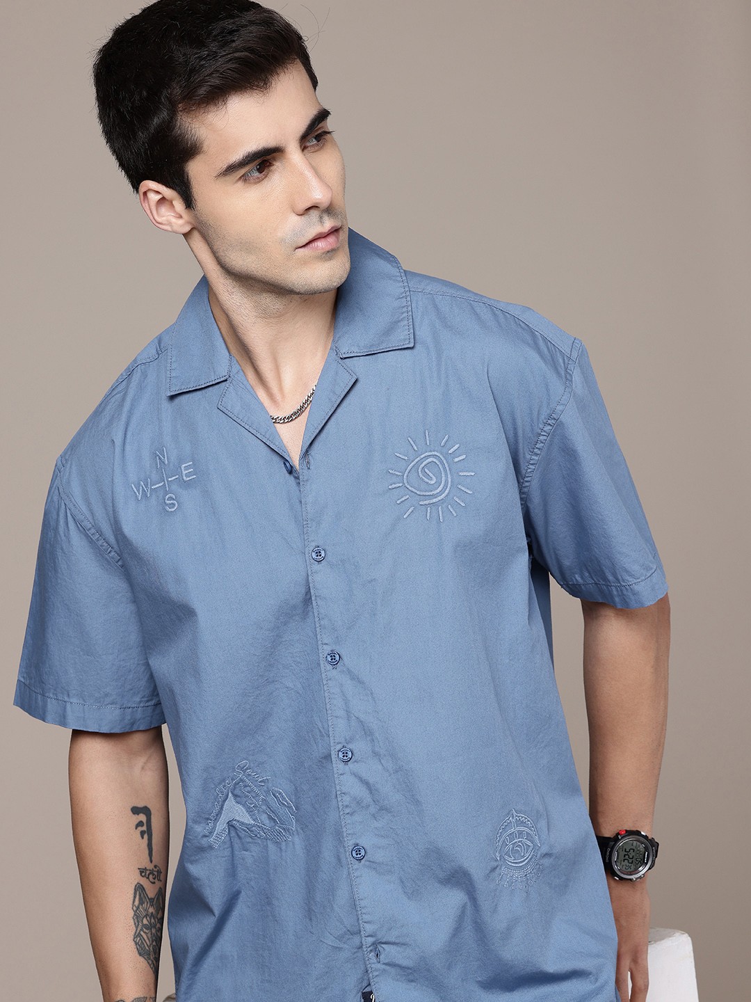 

The Roadster Life Co. Pure Cotton Casual Shirt, Blue