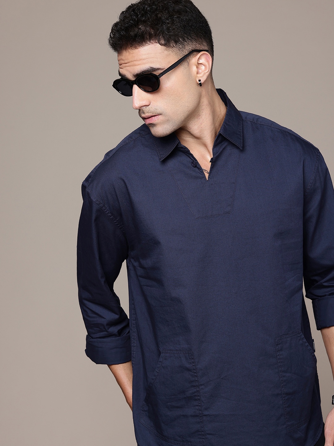 

The Roadster Life Co. Pure Cotton Casual Shirt, Navy blue