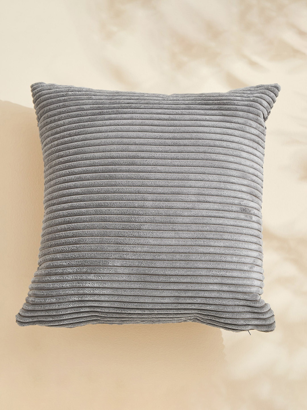 

Home Centre Corduroy Grey Ribbed Square Pre Filled Cushion