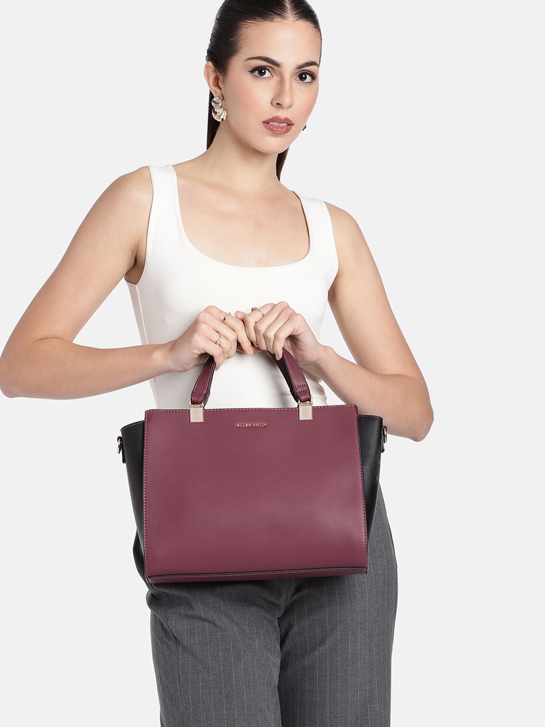 

Allen Solly Structured Handheld Bag, Burgundy