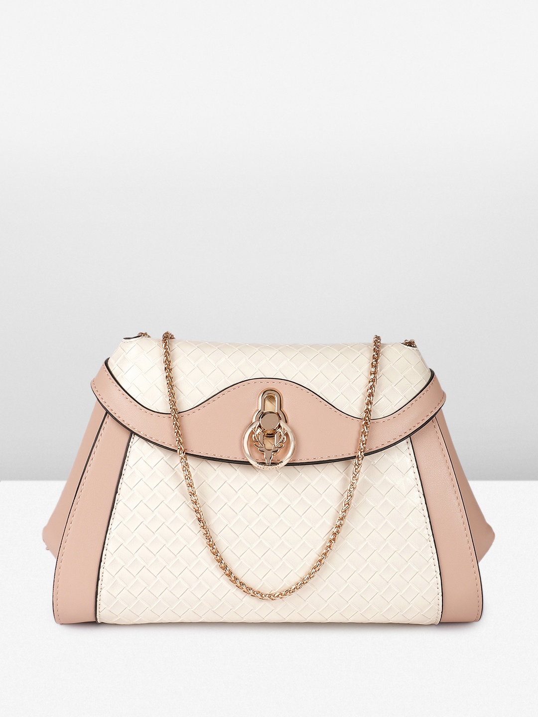 

Allen Solly Textured Structured Sling Bag, Pink