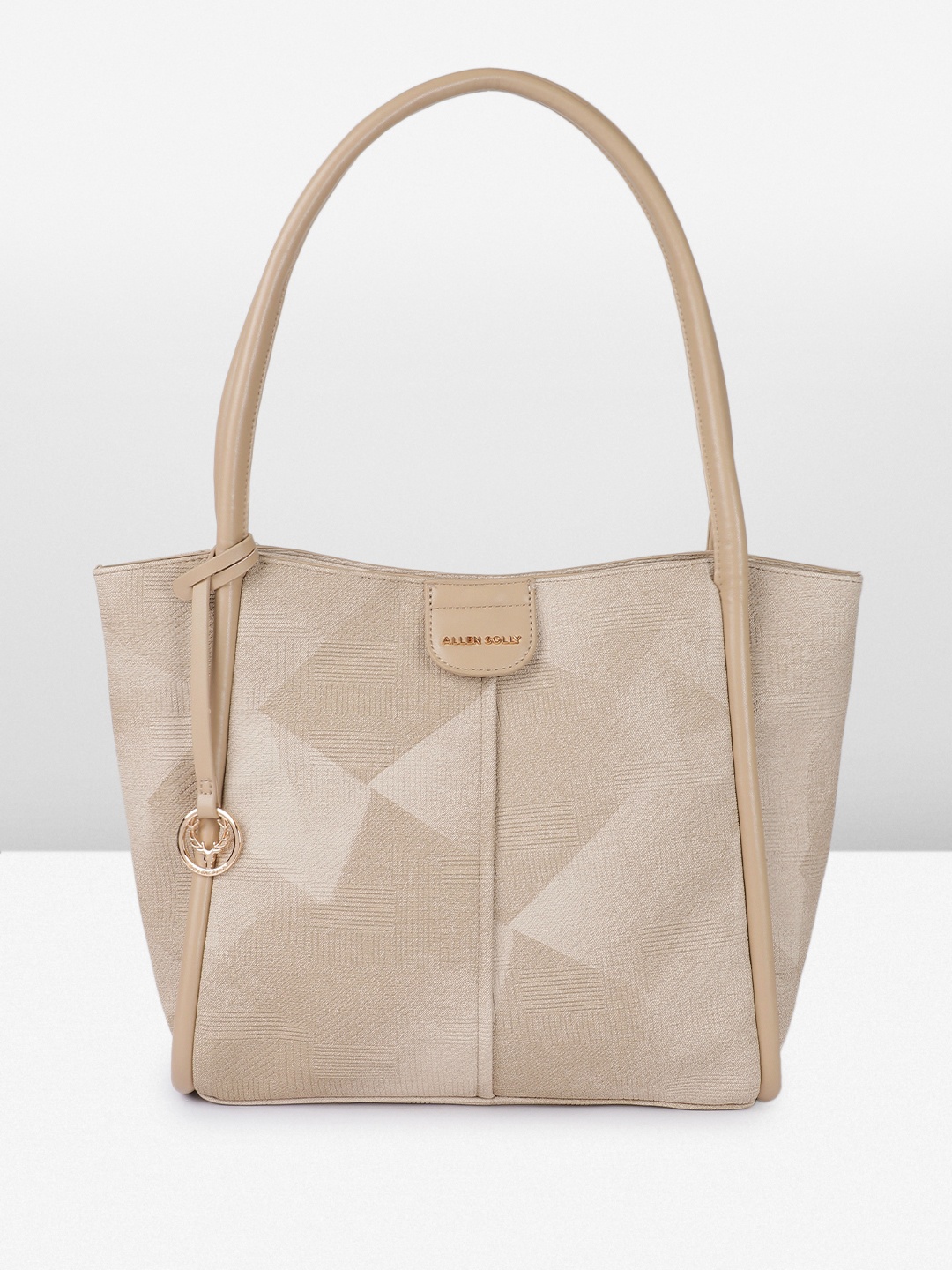 

Allen Solly Geometric Self Designed Structured Handheld Bag, Beige