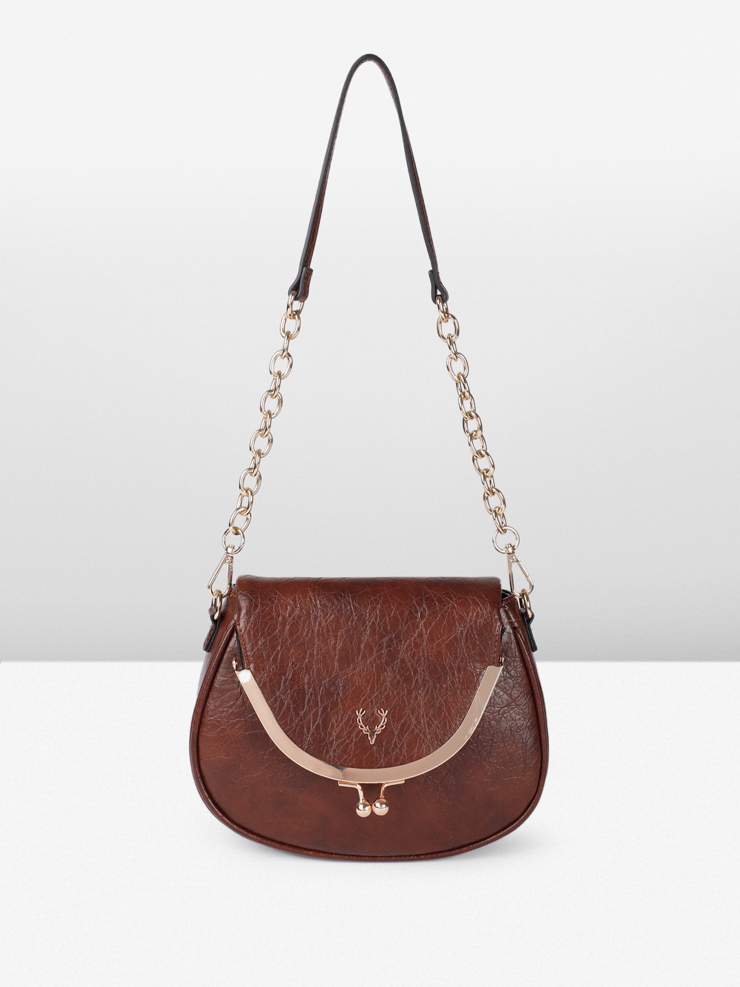 

Allen Solly Textured Structured Sling Bag, Brown