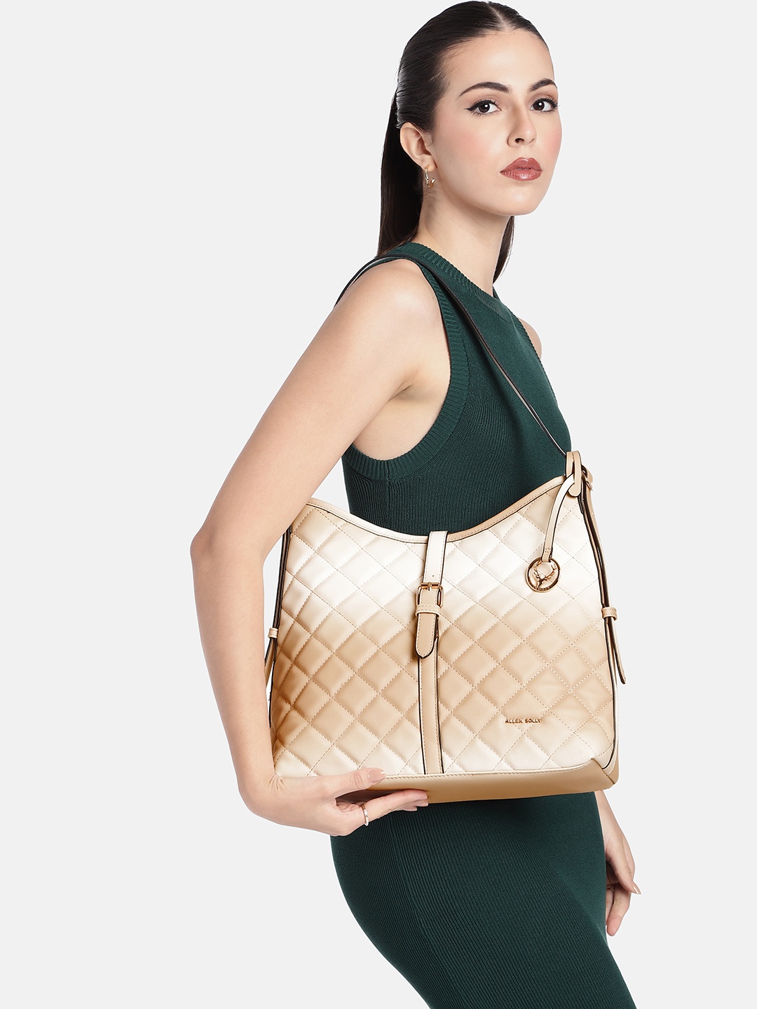 

Allen Solly Structured Quilted Hobo Bag, Brown