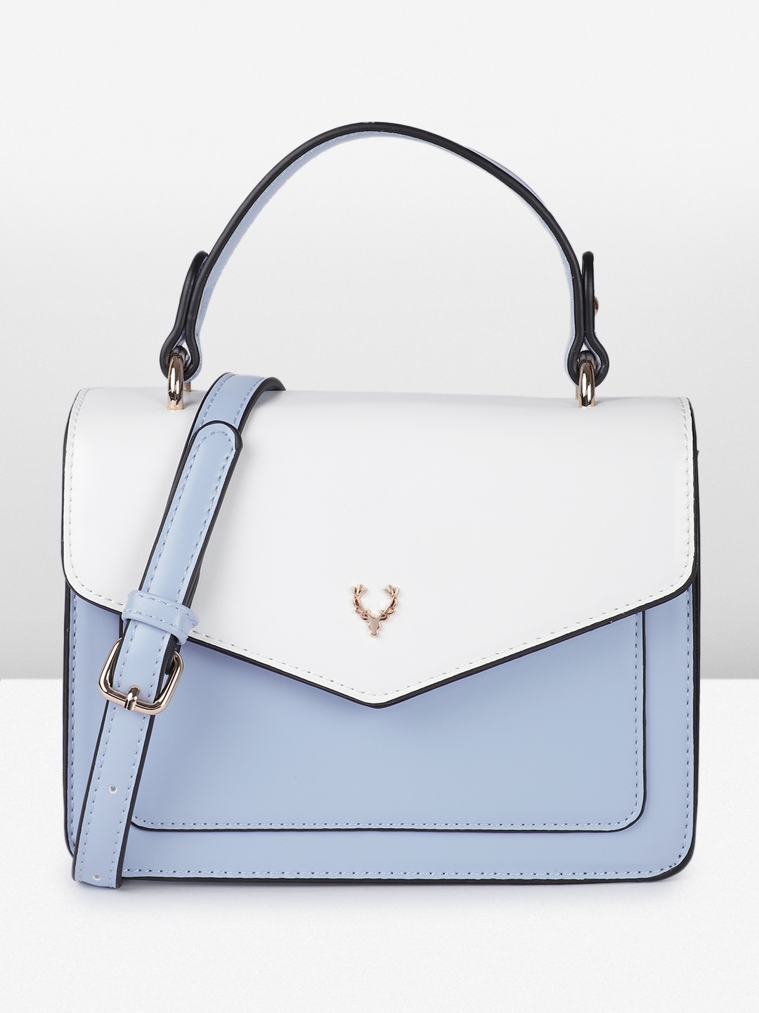 

Allen Solly Colourblocked Structured Satchel, Blue