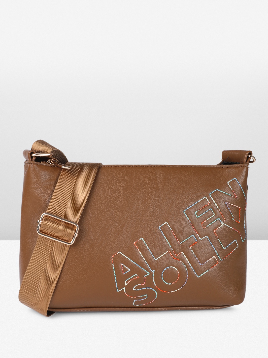 

Allen Solly Textured Structured Sling Bag, Brown