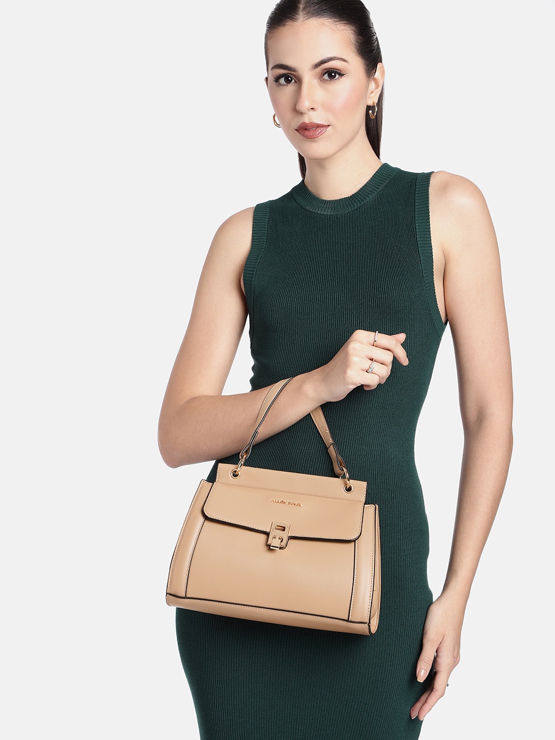 

Allen Solly Structured Satchel, Taupe