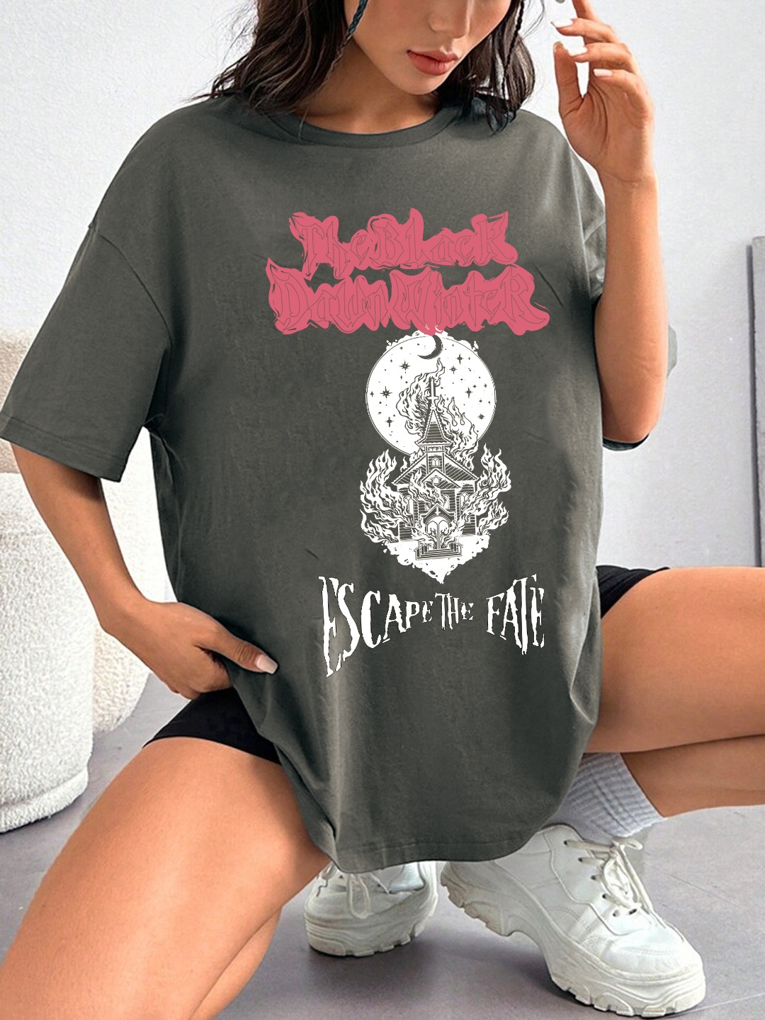 

Stylecast X Hersheinbox Oversized Printed Tshirt, Grey