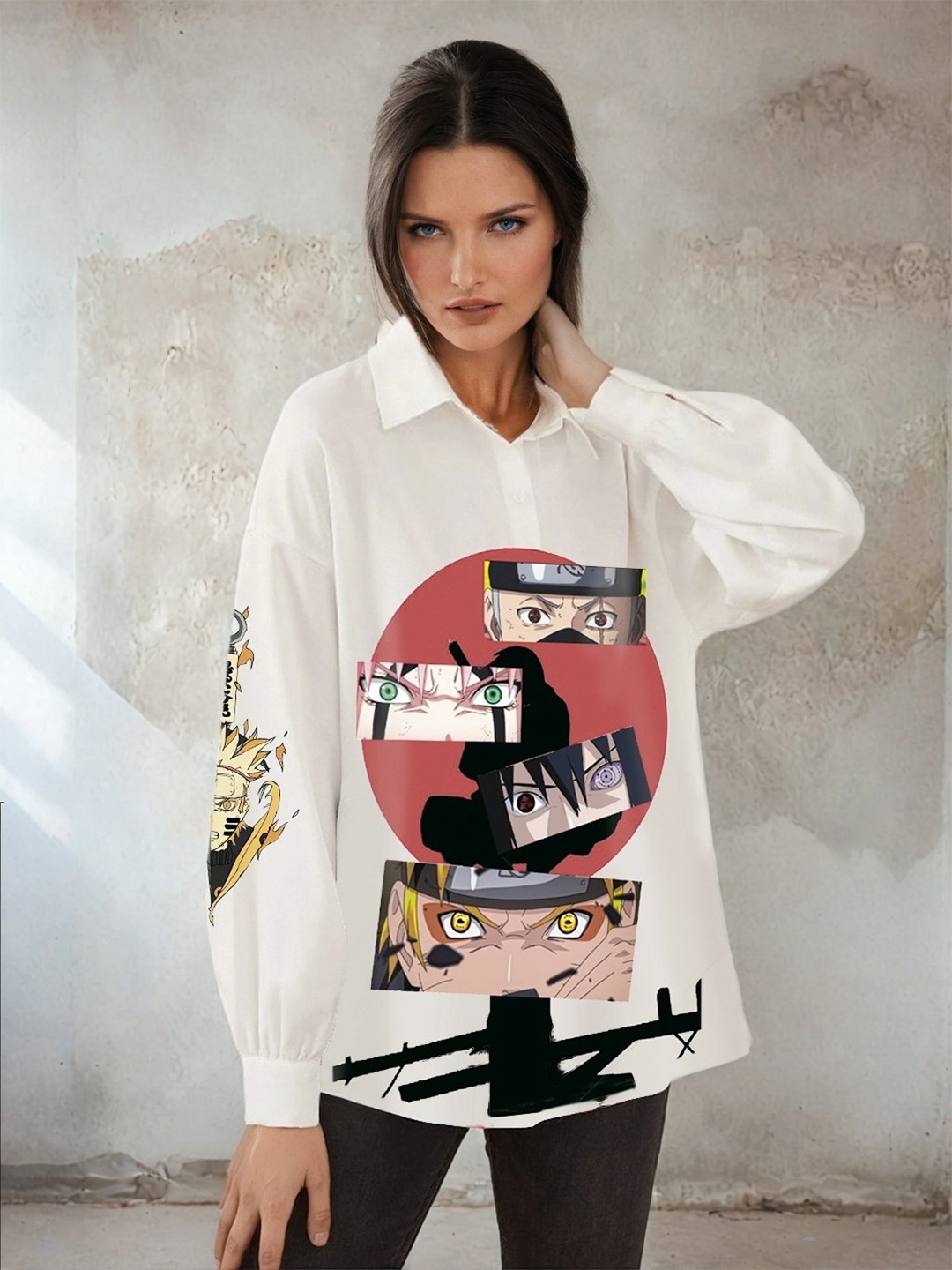 

Stylecast X Hersheinbox Anime Printed Longline Top, White