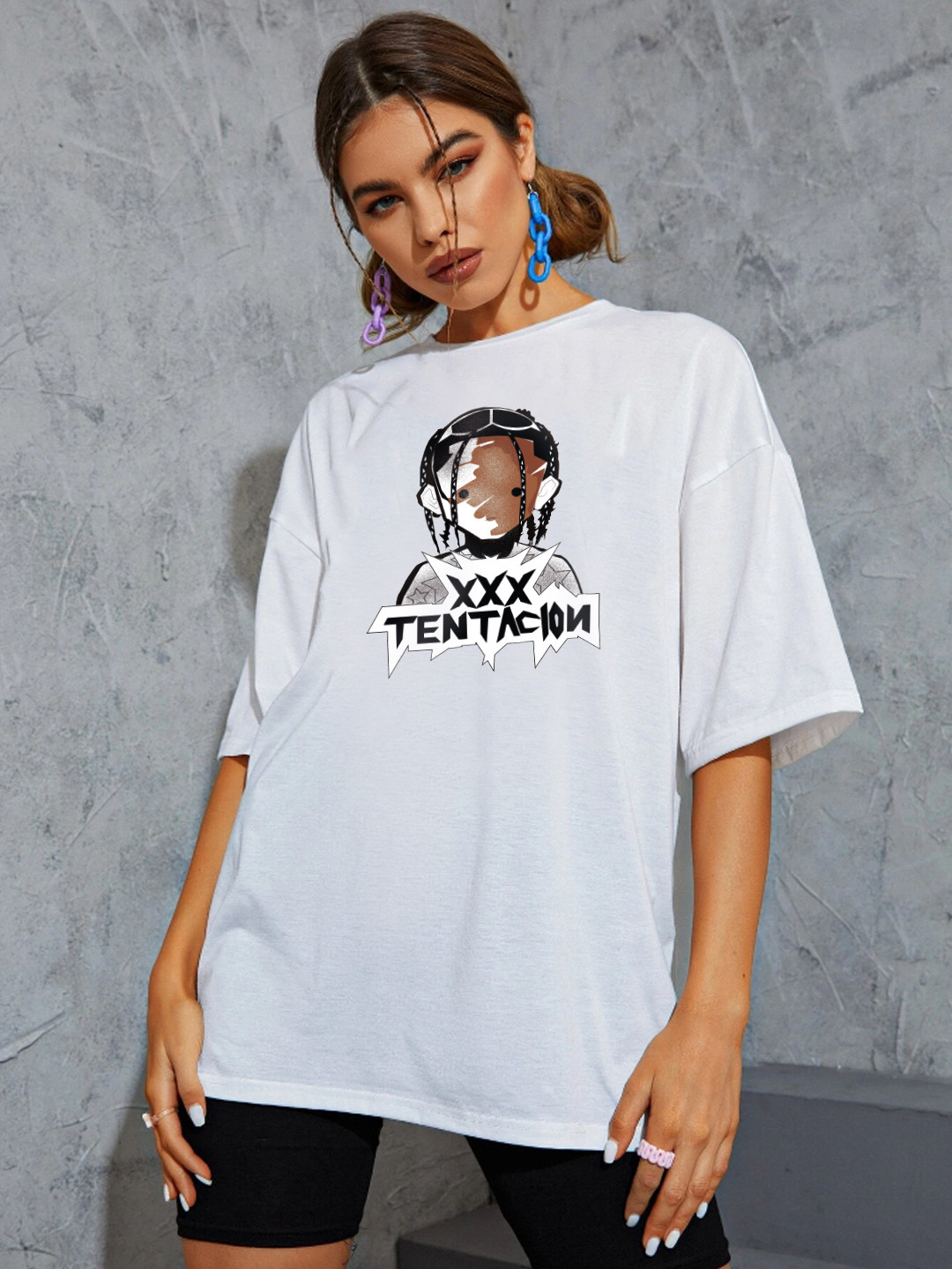 

Stylecast X Hersheinbox Printed Drop-Shoulder Sleeves Pure Cotton Oversized T-shirt, White