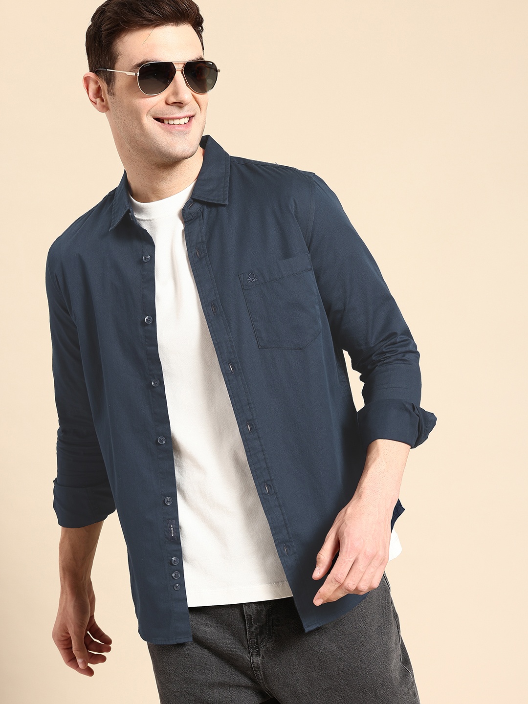

United Colors of Benetton Pocket Detail Casual Shirt, Navy blue