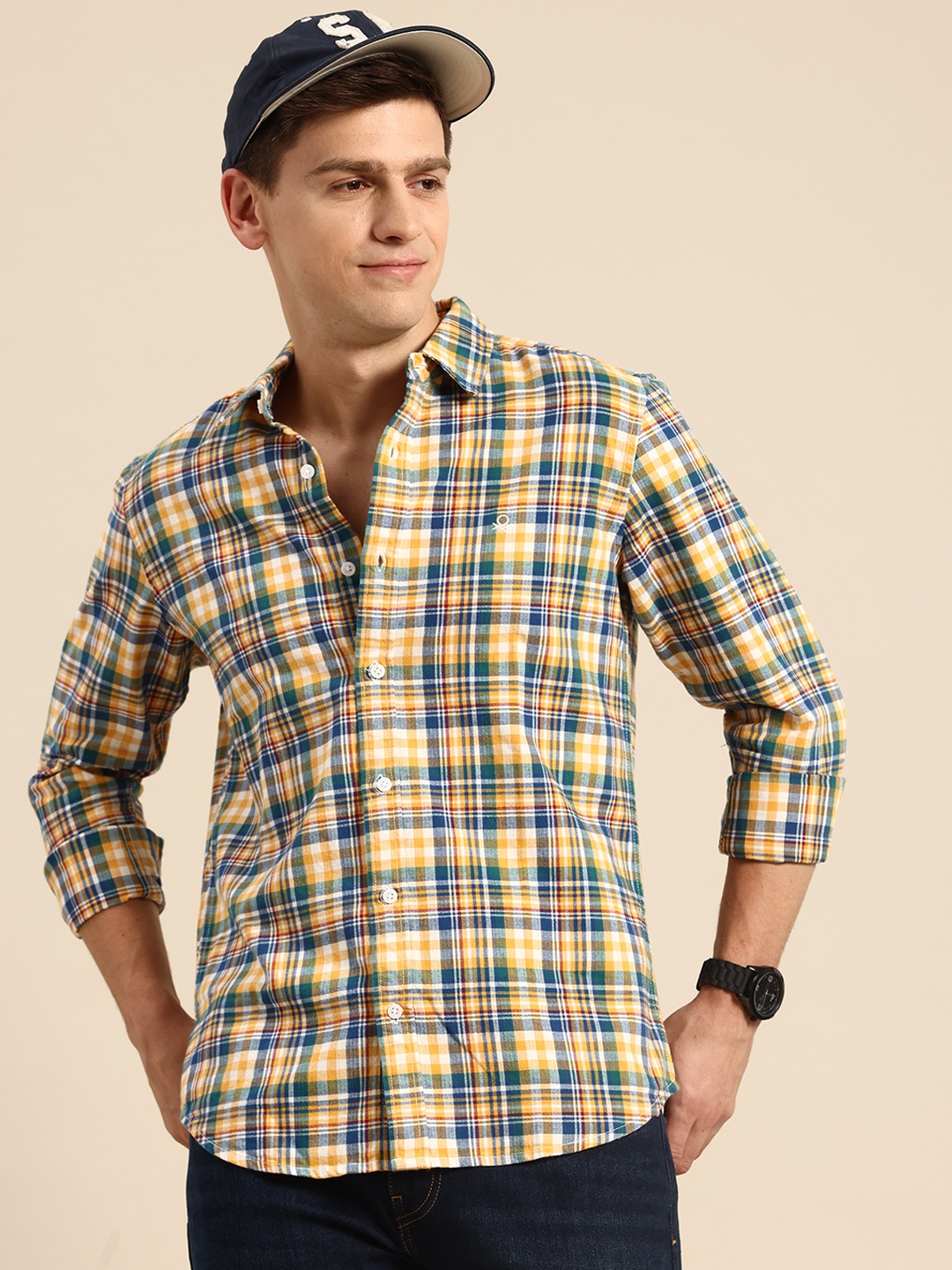 

United Colors of Benetton Tartan Checks Casual Shirt, Yellow