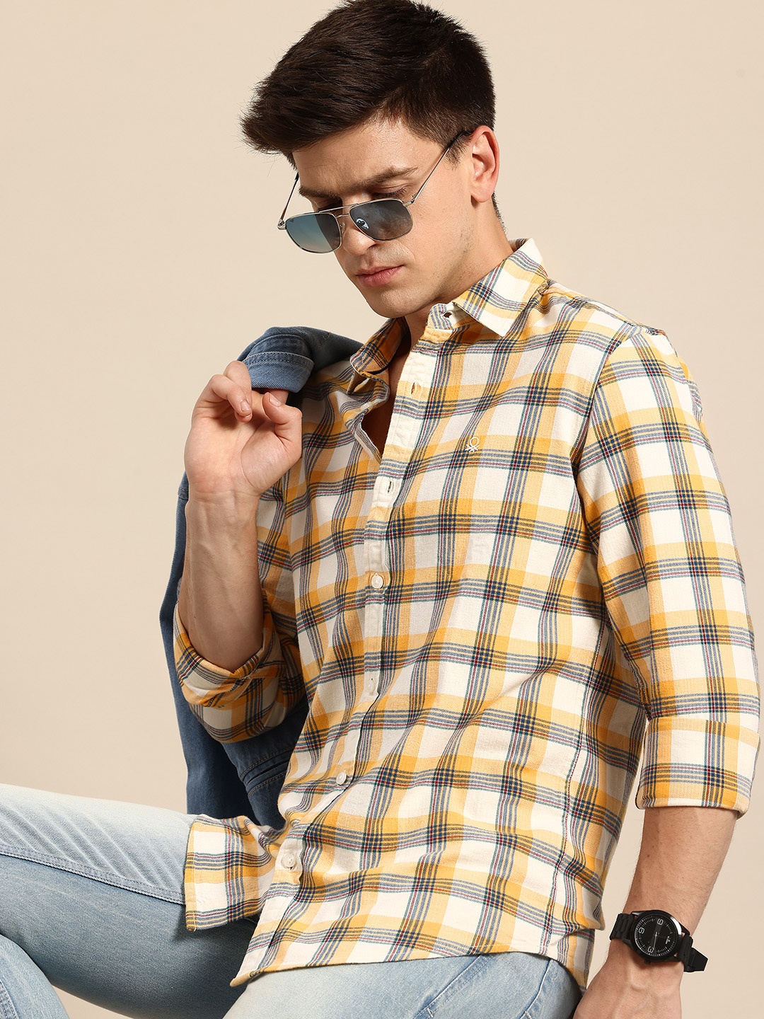 

United Colors of Benetton Checked Casual Shirt, Yellow