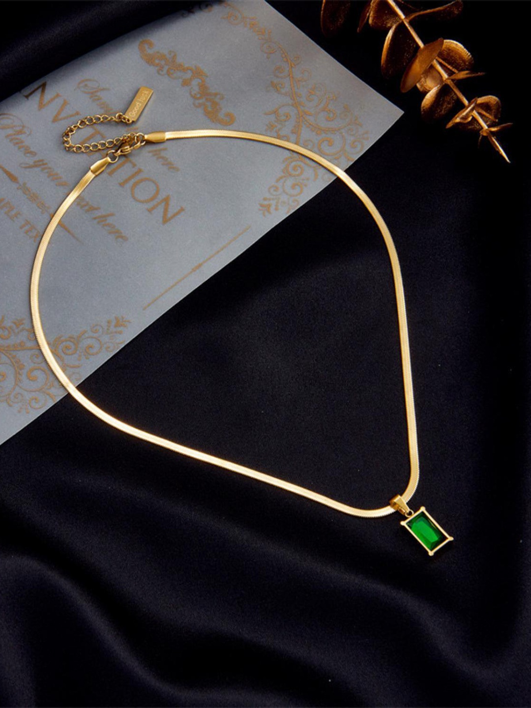 

MYKI Gold-Plated Cubic Zirconia Contemporary Pendant with Chain