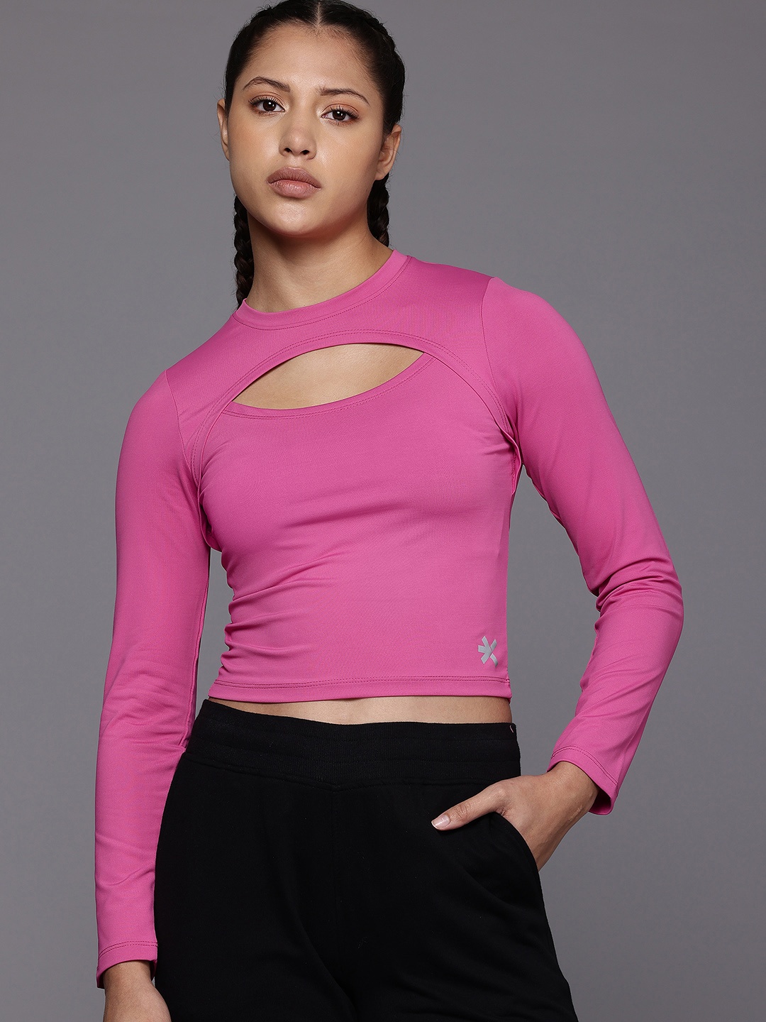 

HRX by Hrithik Roshan Rapid Dry Cut Out Slim Fit Sports T-shirt, Pink