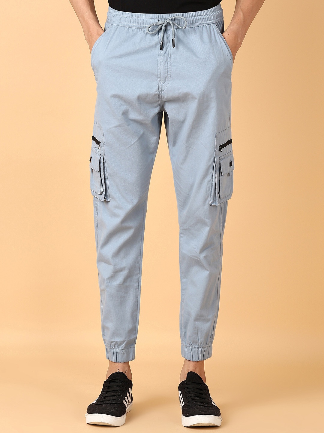 

V-Mart Men Solid Regular Fit Cargos Joggers, Blue