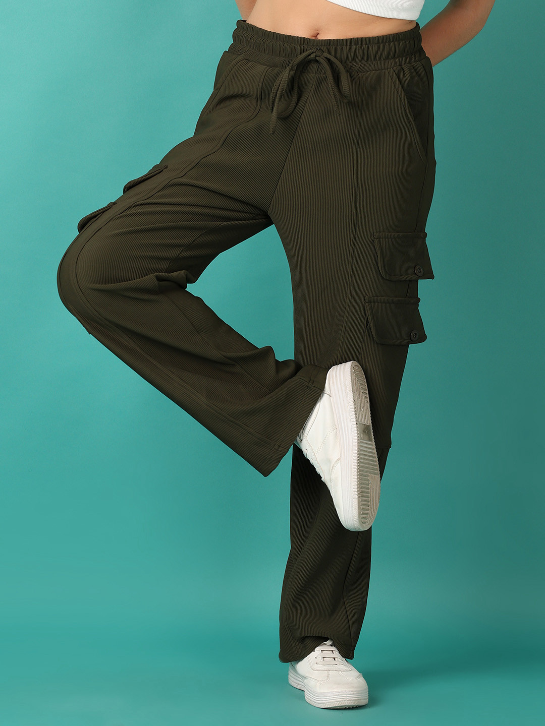 

V-Mart Women Chinos Casual Trousers, Olive